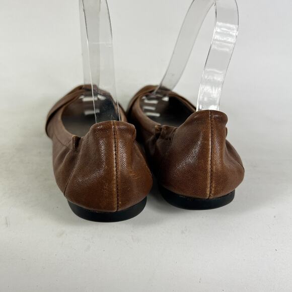 Palladium Ballet Flats Women's 7.5 Brown Leather Slip-On Peep Toe Preppy Comfort - Picture 7 of 10